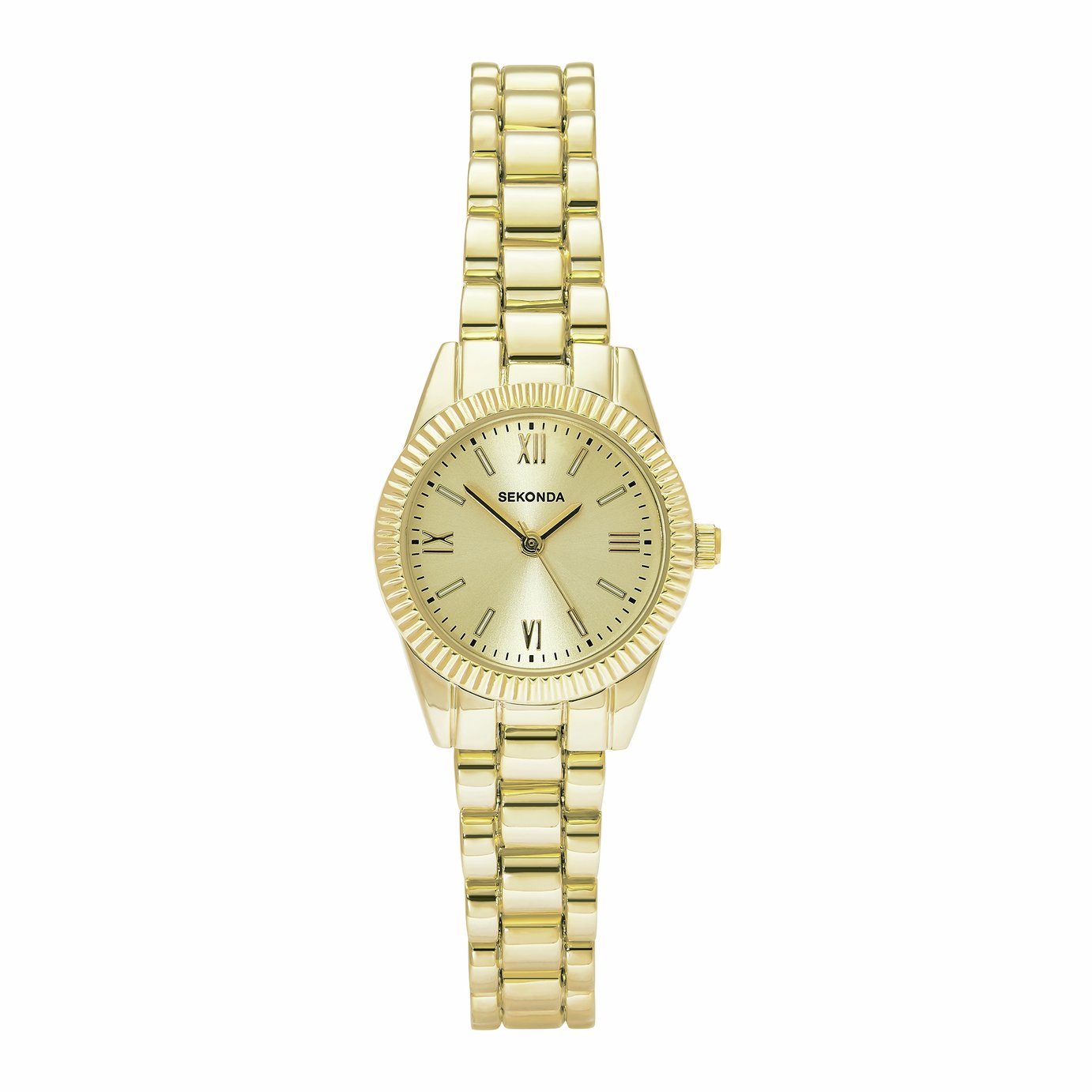 Sekonda Ladies Champagne Sunray Dial Gold Tone Bracelet Watch