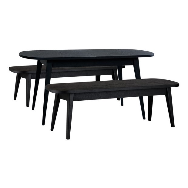 Black dining deals table with bench