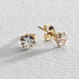 Revere 9ct Gold Cubic Zirconia Stamped Stud Earrings