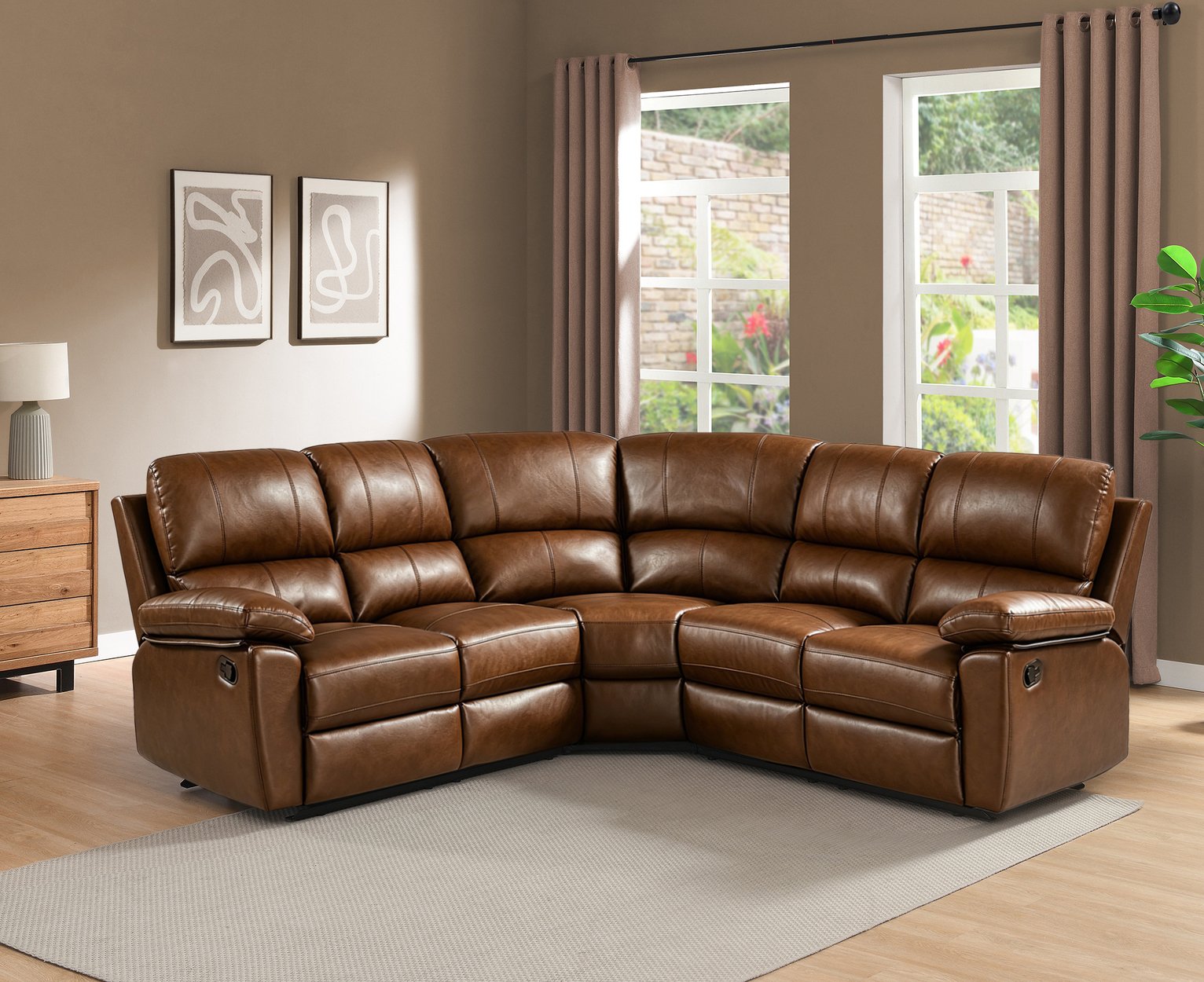 Argos Home Toby Recliner Corner Sofa - Tan