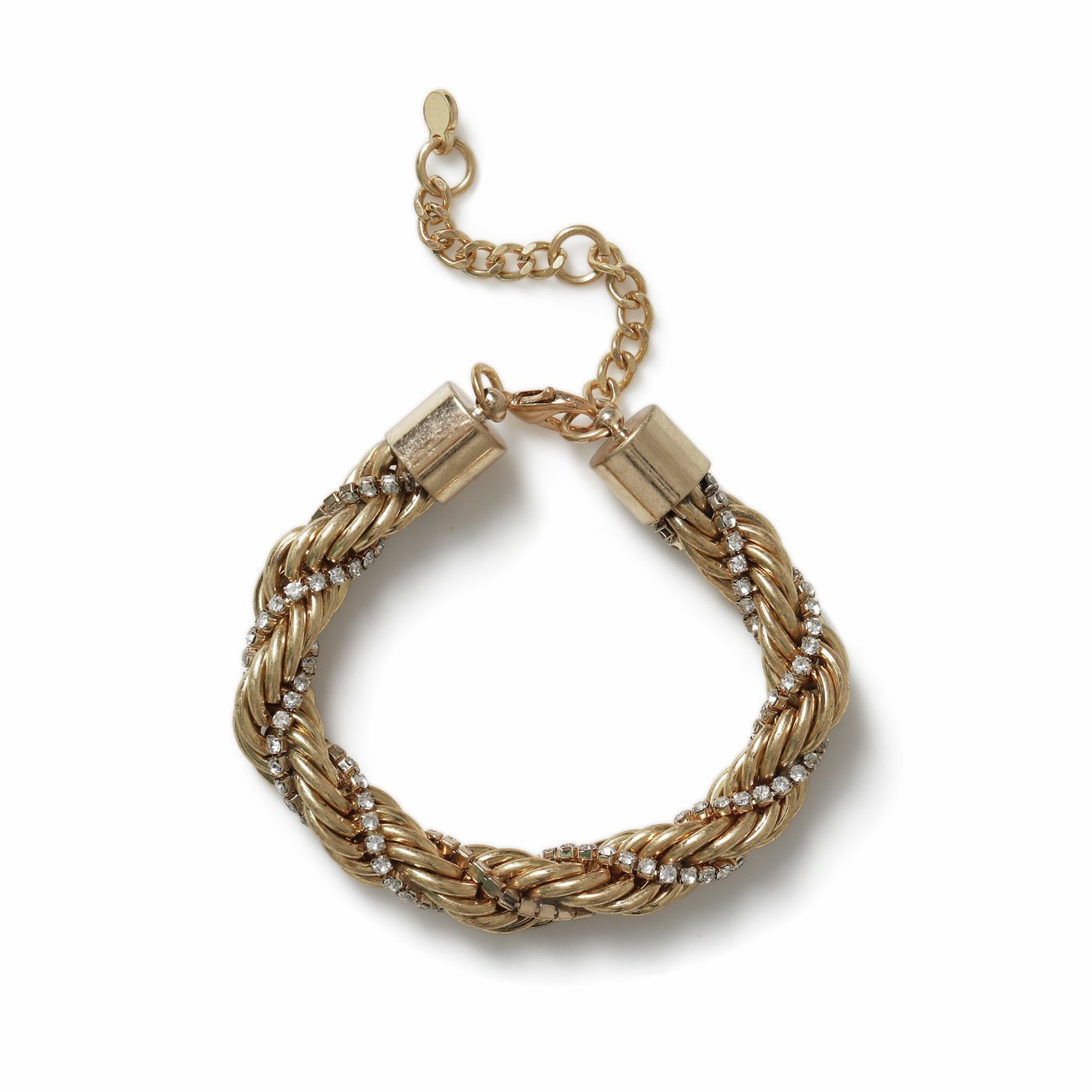 Freedom Gold Tone Crystal Chain Twist Bracelet