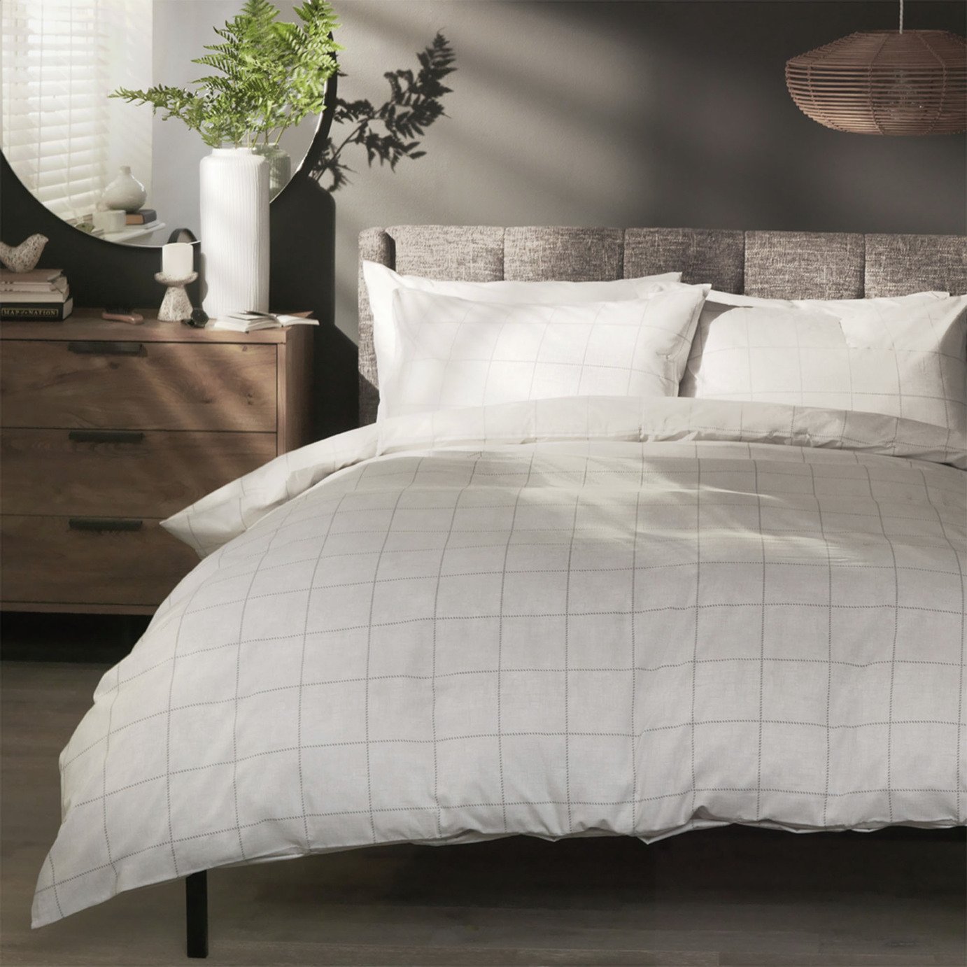 Habitat Country Grid Grey Bedding Set - Double