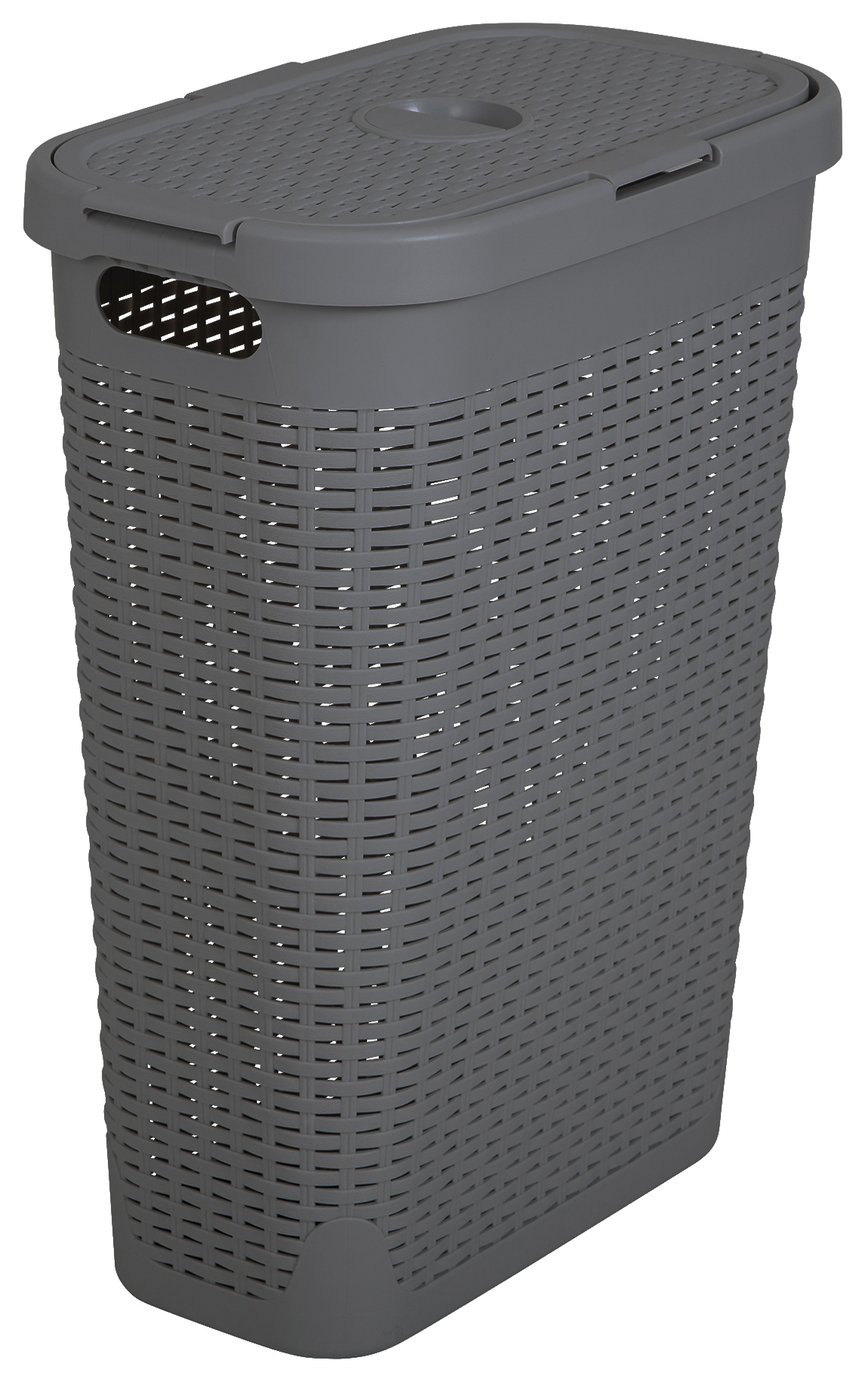 Addis 40 L Slimline Laundry Basket - Dark Grey