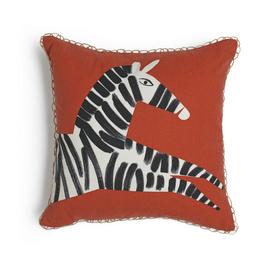 Habitat Zebra Printed Cushion - Red - 43x43cm 