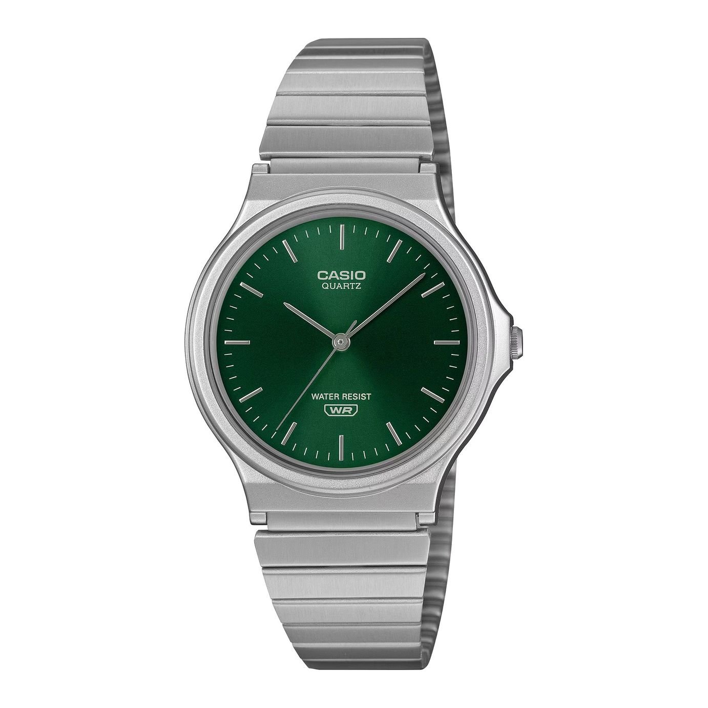 Casio Green Dial Analogue Stainless Steel Bracelet Watch
