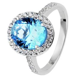 Revere Sterling Silver Cubic Zirconia Solitaire Halo Ring