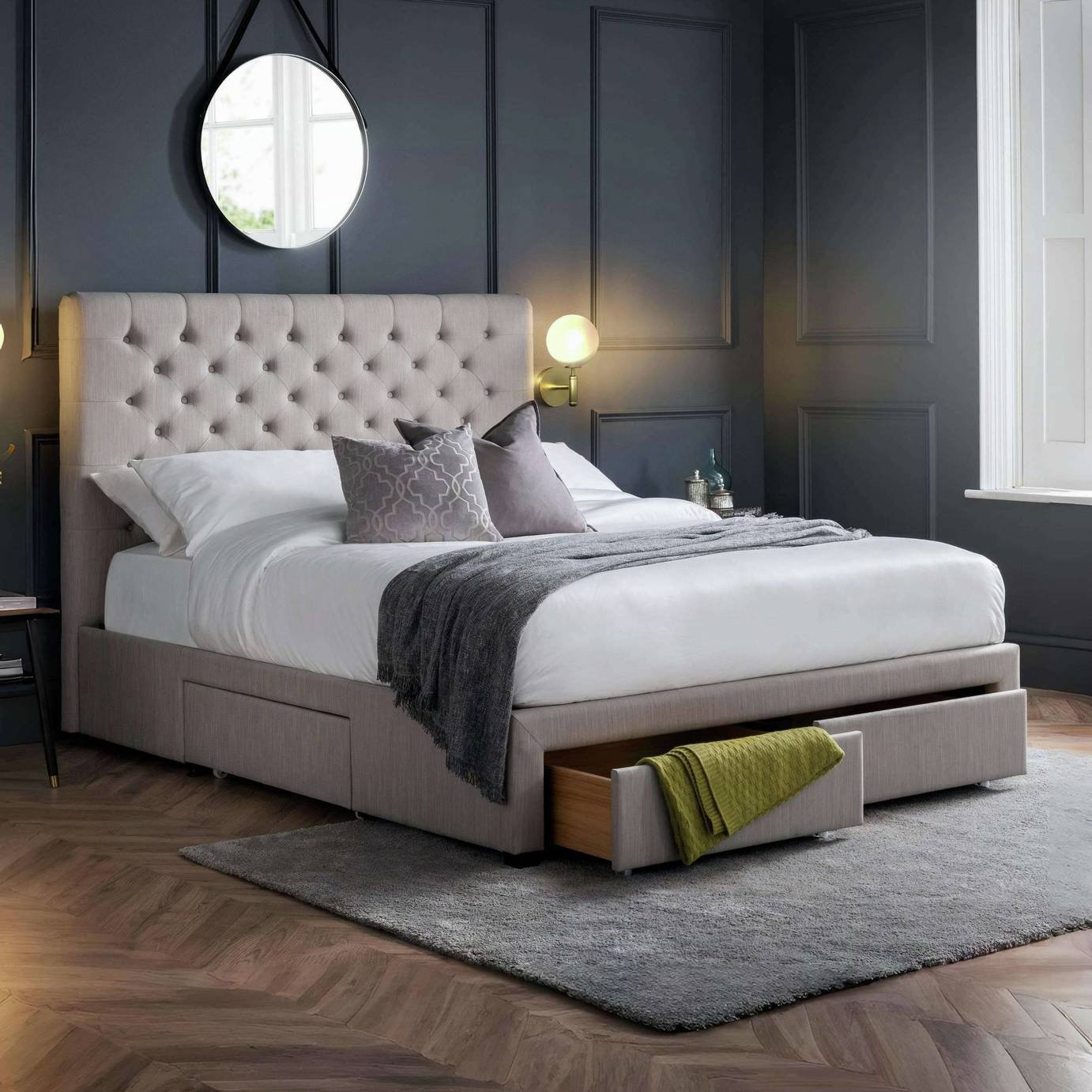 Julian Bowen Wilton Superking Linen 4 Drawer Storage Bedframe - Grey