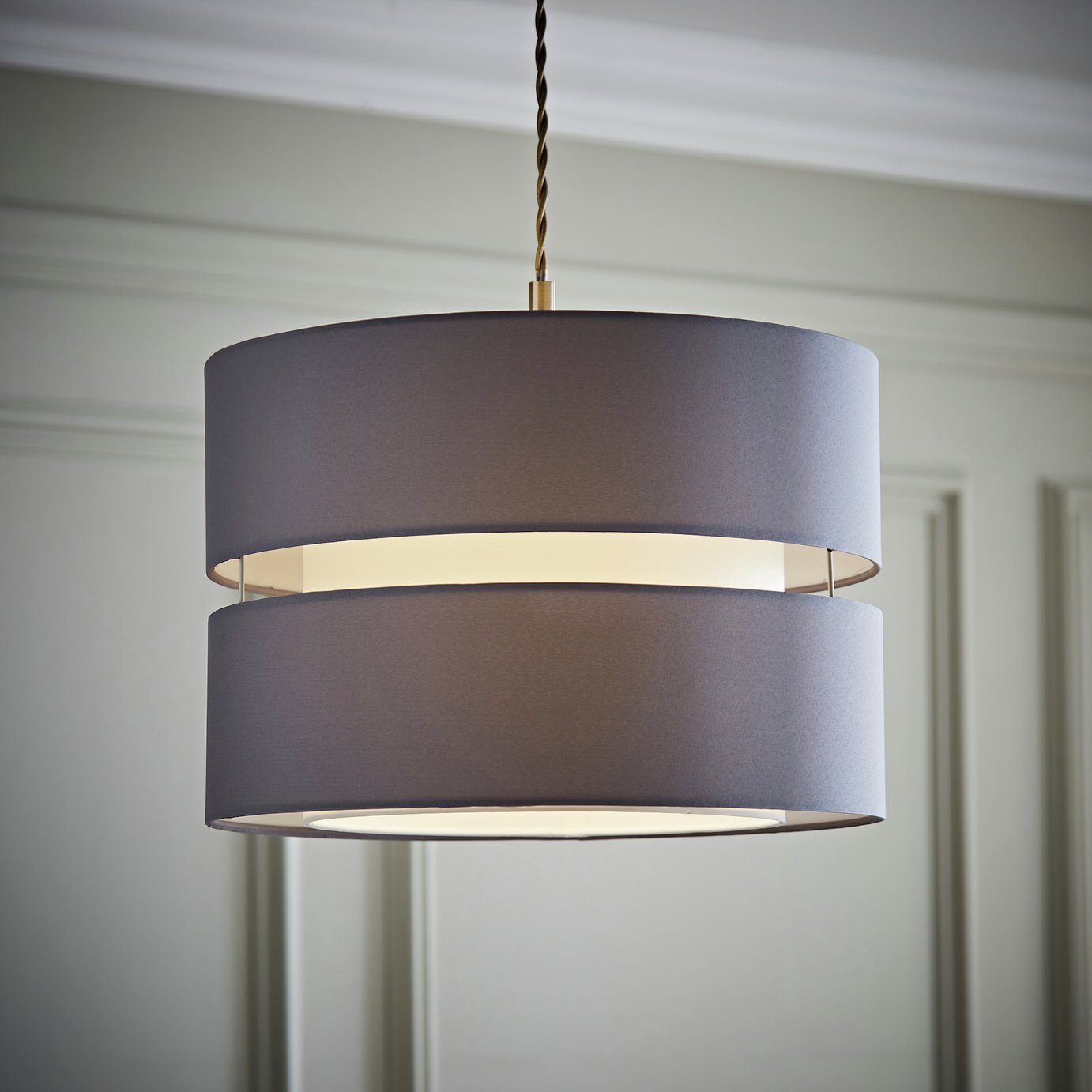 ValueLights Sophia Grey White Non Electric Pendant Shade - 35cm