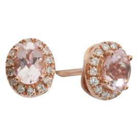 Revere 9ct Rose Gold 0.08ct Diamond & Morganite Stud Earring