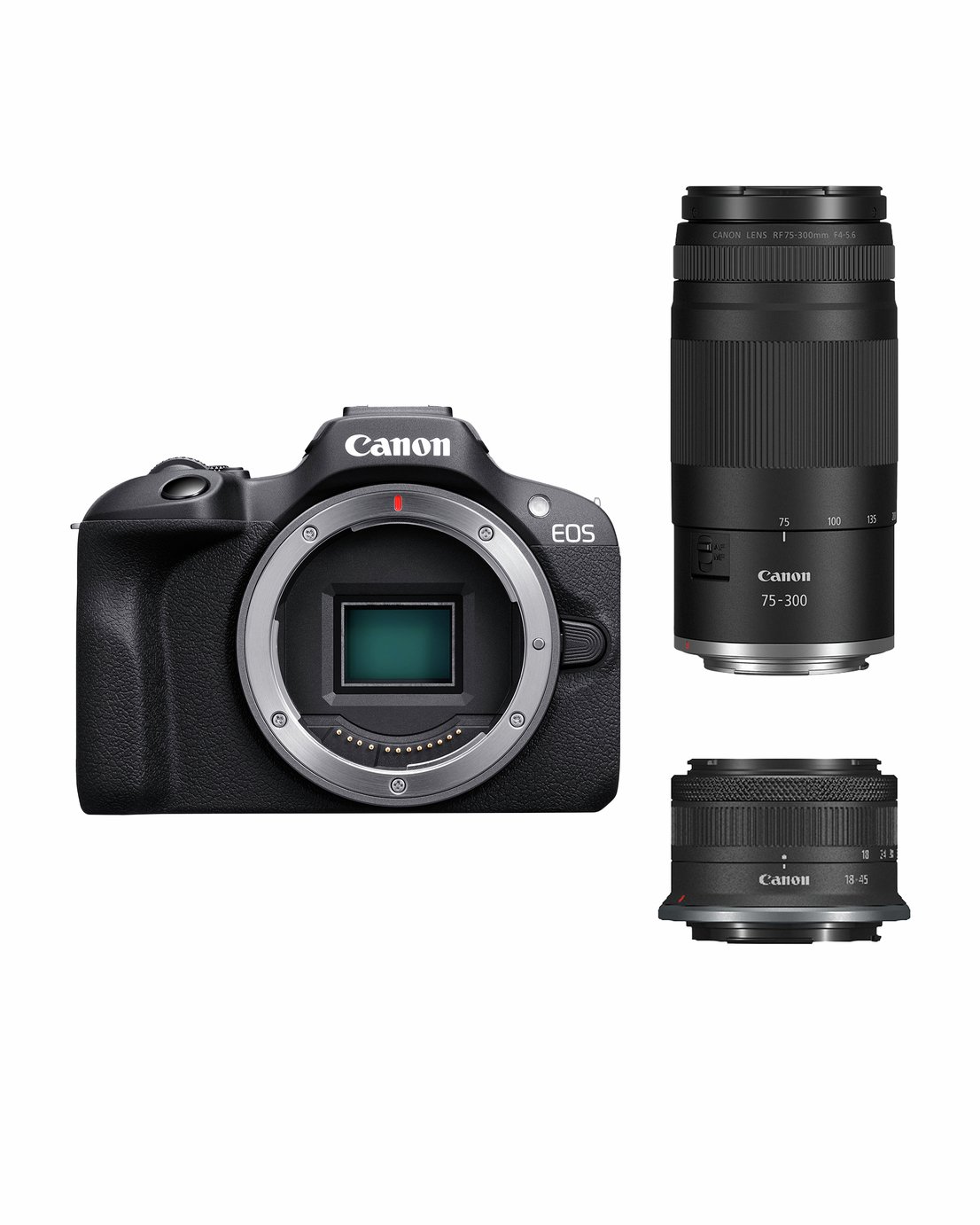 Canon EOS R100 Camera with RF 18-45 and RF 75-300 Lens