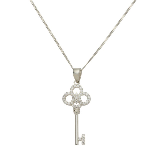 Buy Revere Sterling Silver Cubic Zirconia Key Pendant Necklace