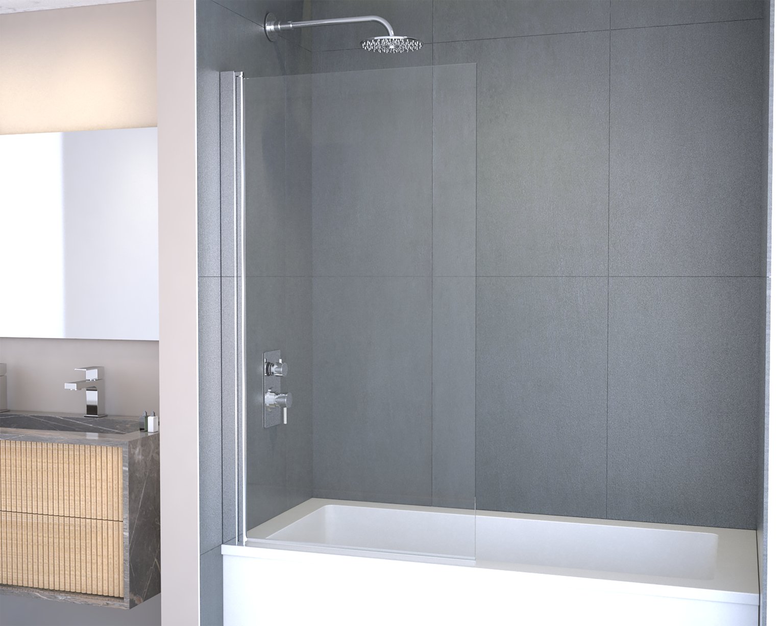 MLH 5mm Straight Bath Screen - Silver