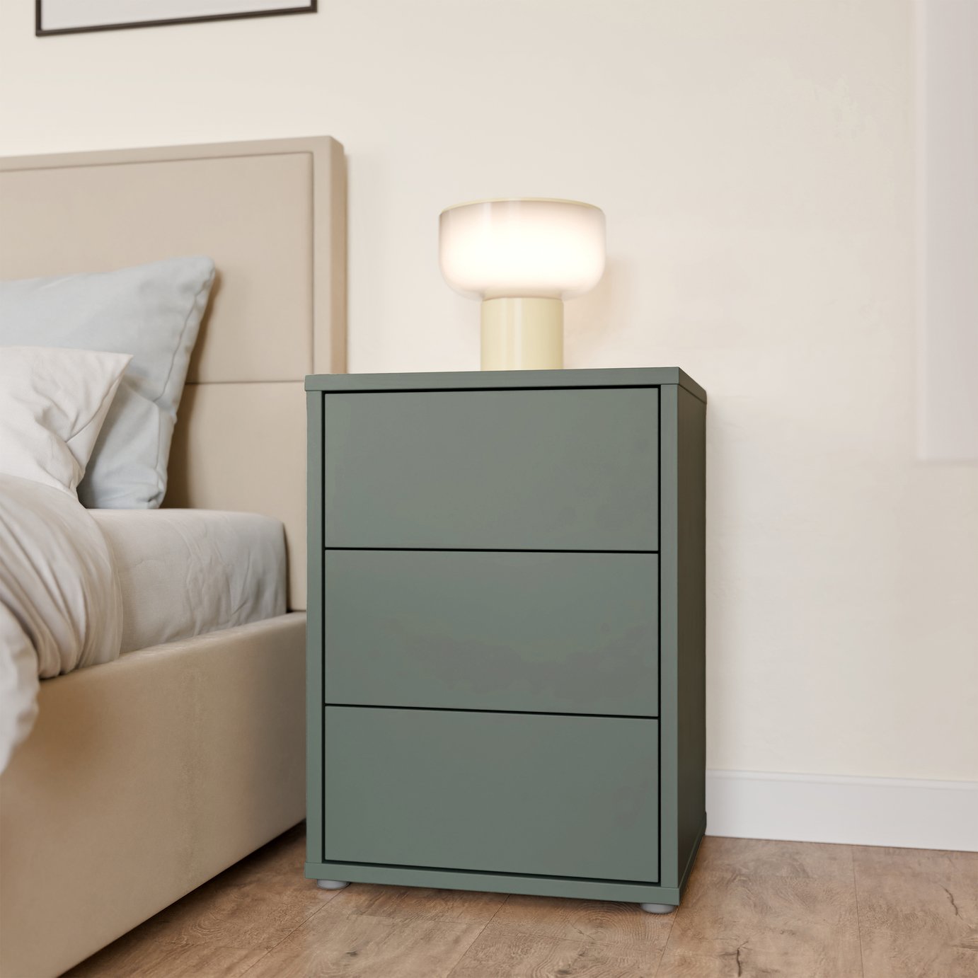 Furniture To Go Alice Springs 3 Drawer Bedside Table - Green