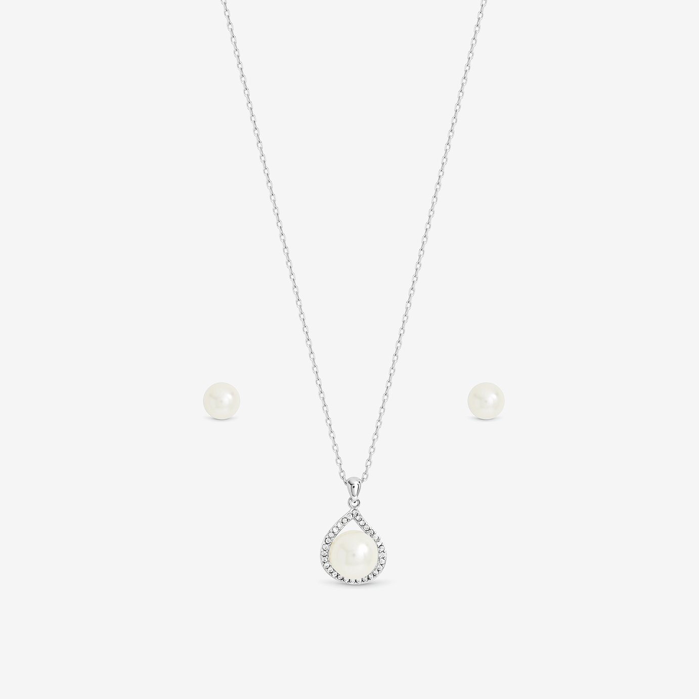 Jon Richard Rhodium Plated Crystal And Pearl Halo Box Set