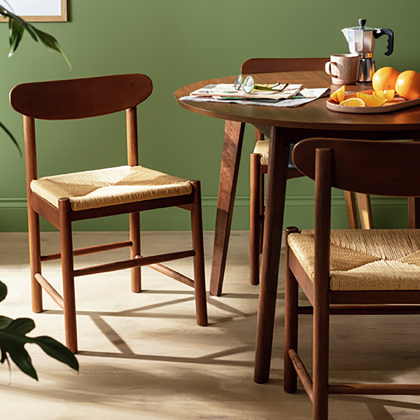 Habitat Hanna Pair of Wood Dining Chairs - Walnut