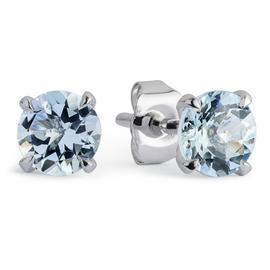 Revere 9ct White Gold Round Aquamarine Stud Earrings - March
