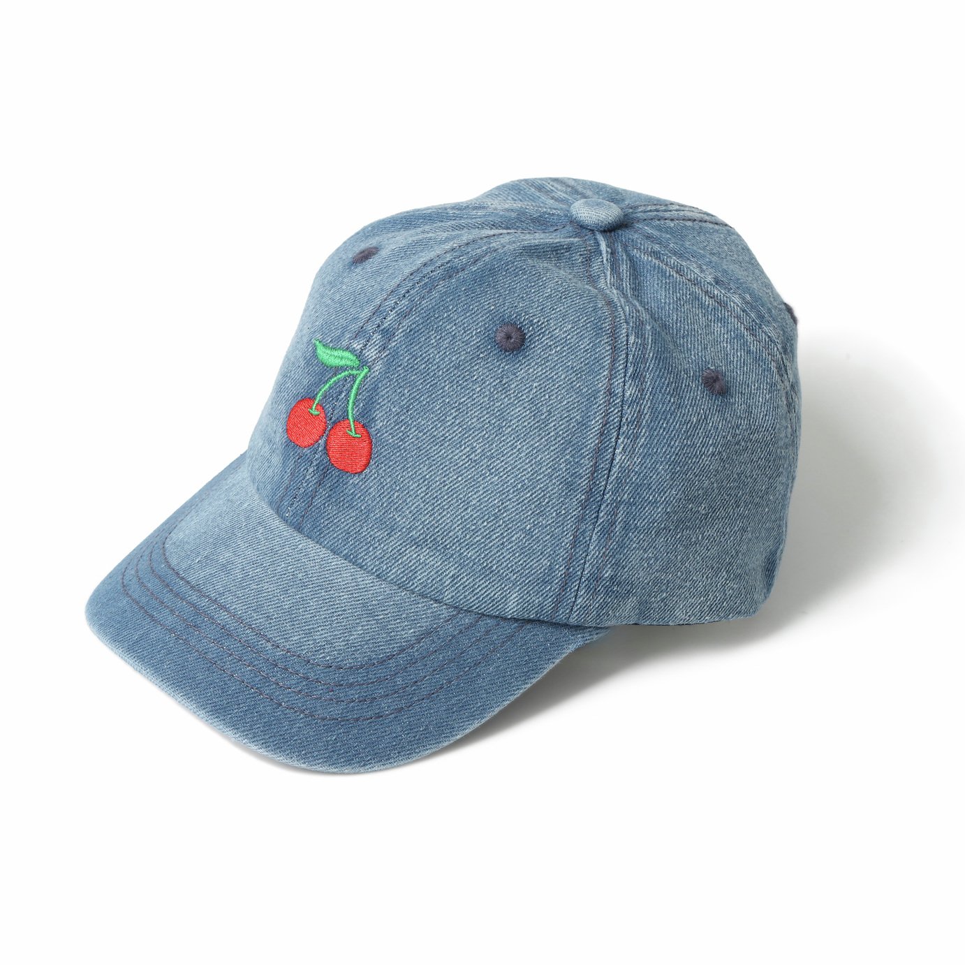 Flitzy Embroidered Cherry Denim Baseball Cap Medium/Large
