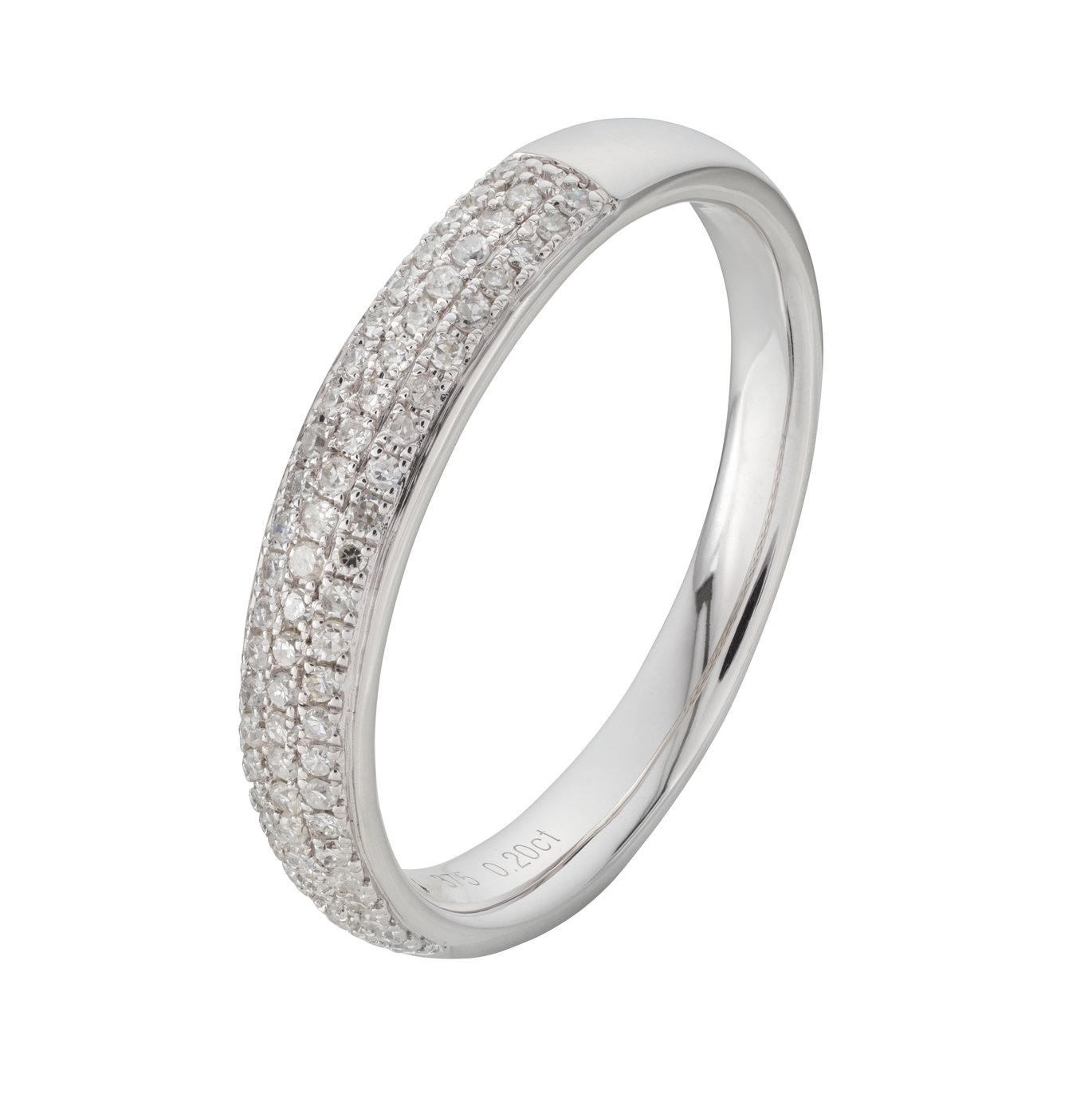 Revere 9ct White Gold 0.20ct Diamond Wedding Band Ring - P