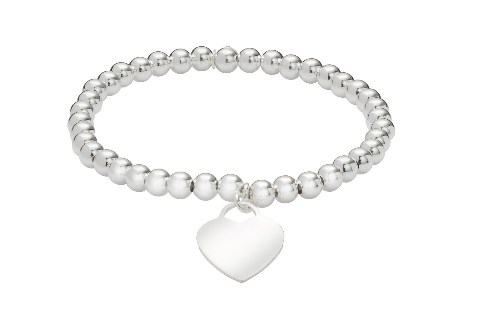 Revere Sterling Silver Heart Stretchy Beaded Bracelet