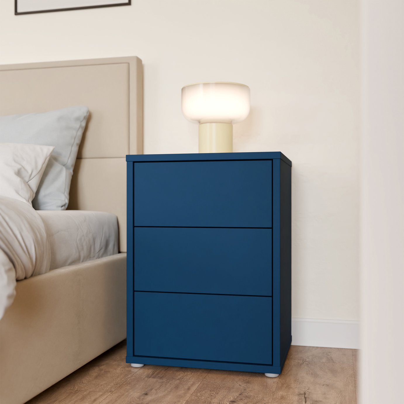 Furniture To Go Alice Springs 3 Drawer Bedside Table - Blue