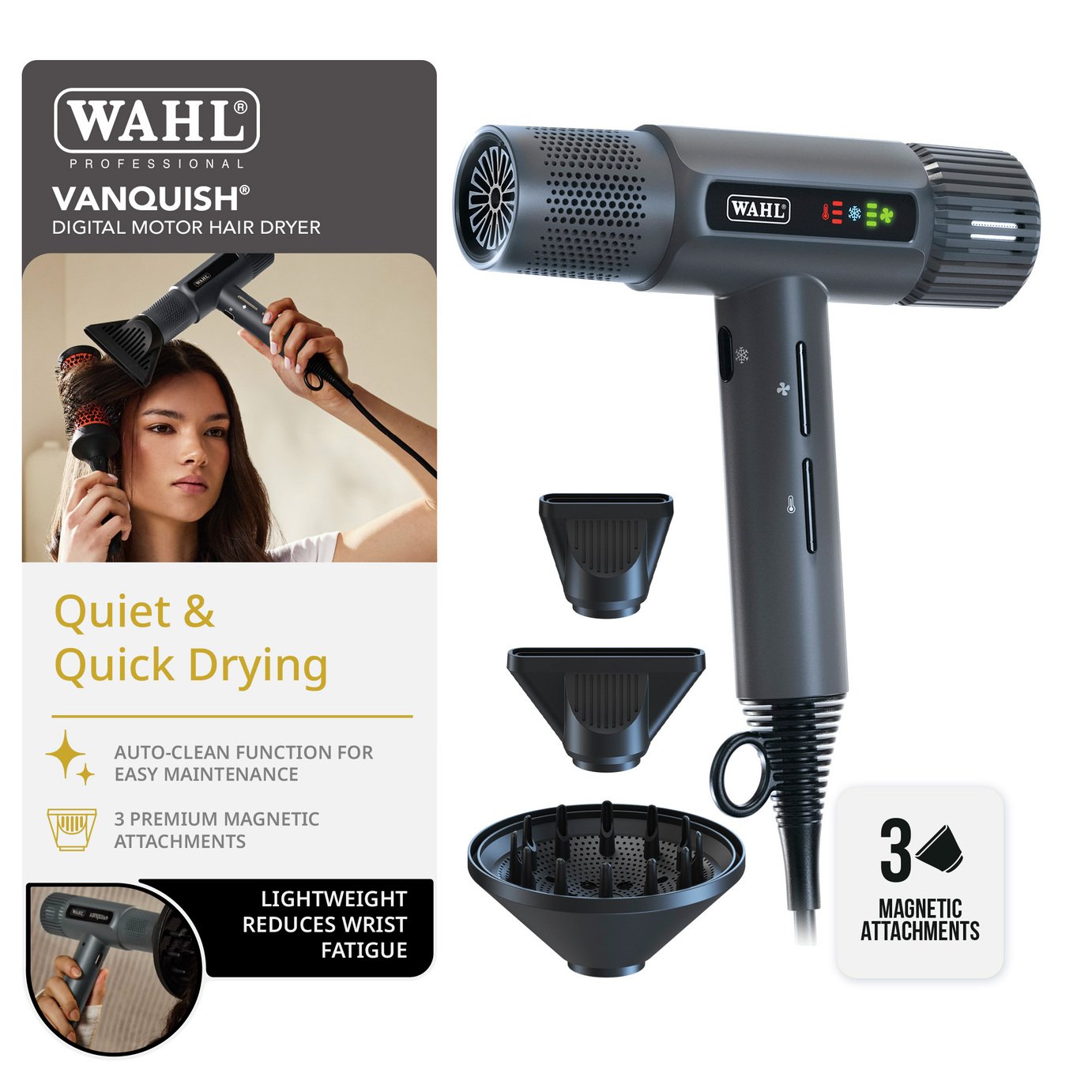 Wahl Vanquish Digital Motor Hair Dryer - Grey