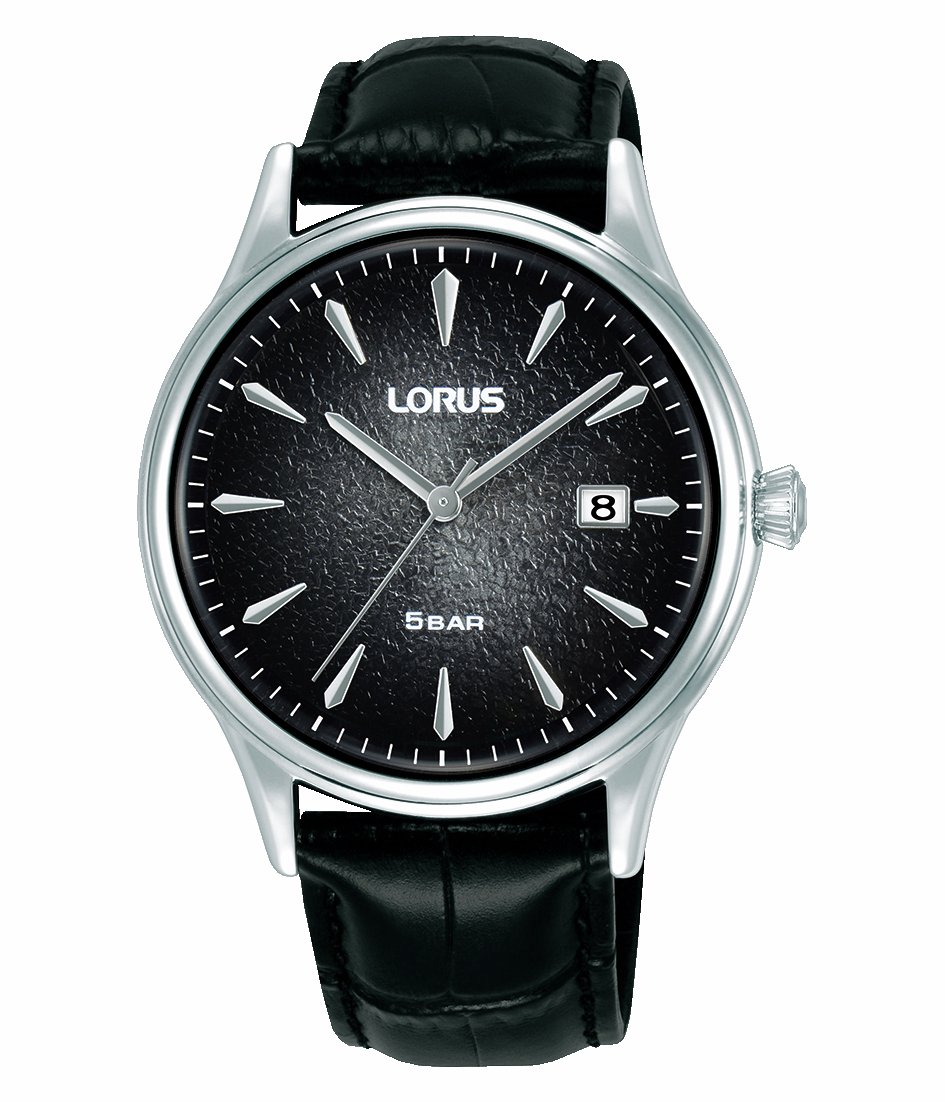 Lorus Men's Black Dial Leather Strap Watch