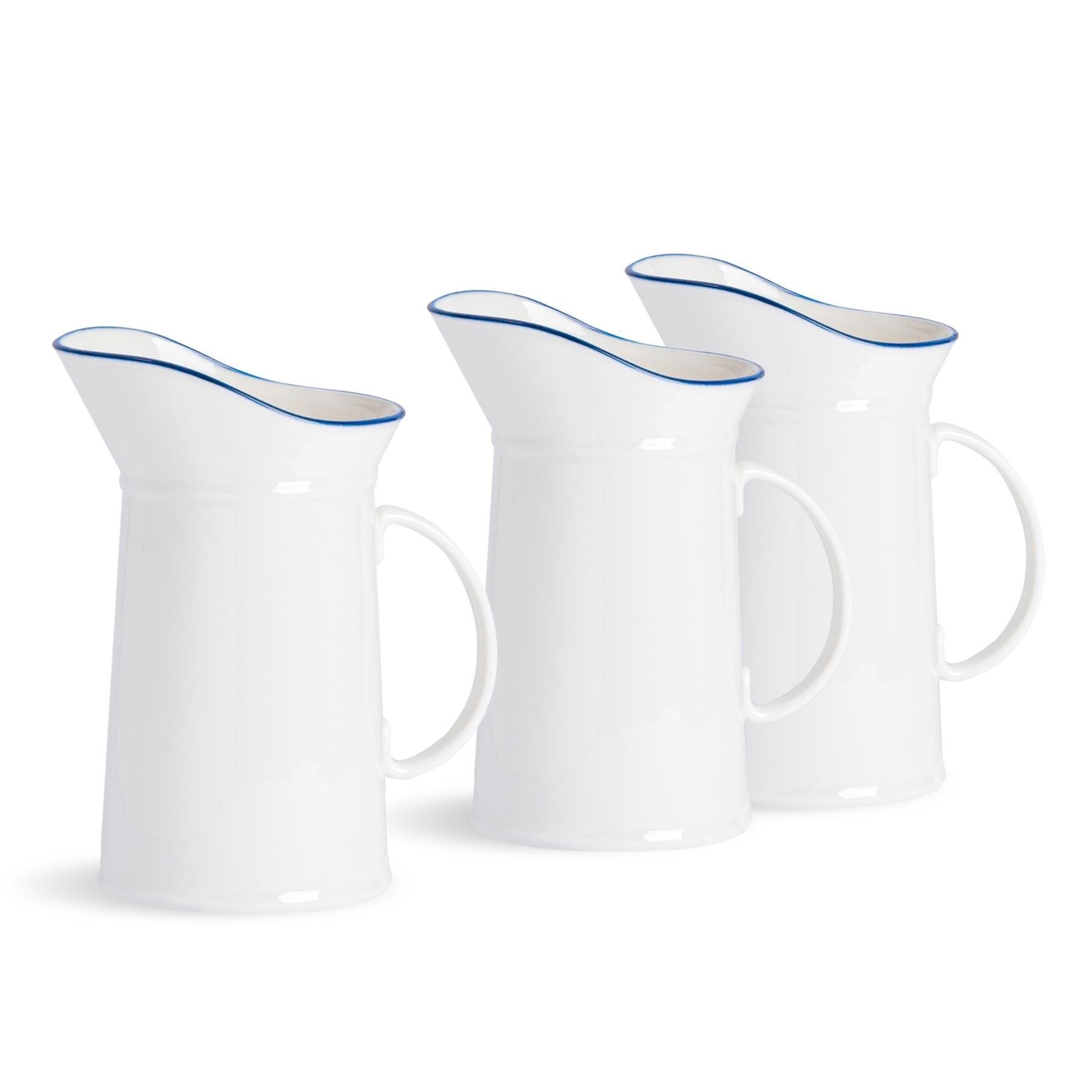 Nicola Spring White Farmhouse Water Jugs - Pack of 3