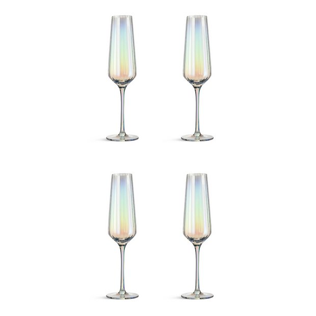 Lunette Iridescent Champagne Glass Flutes, Set of 4 + Reviews