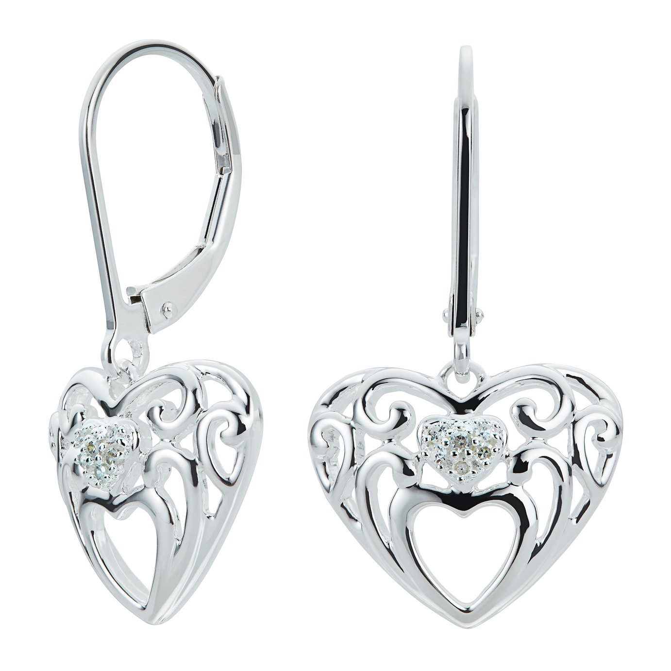 Revere Sterling Silver 0.04ct Diamond Drop Earrings - April