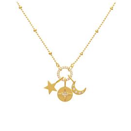 Revere Gold Plated Silver Cubic Zirconia Star Charm Pendant