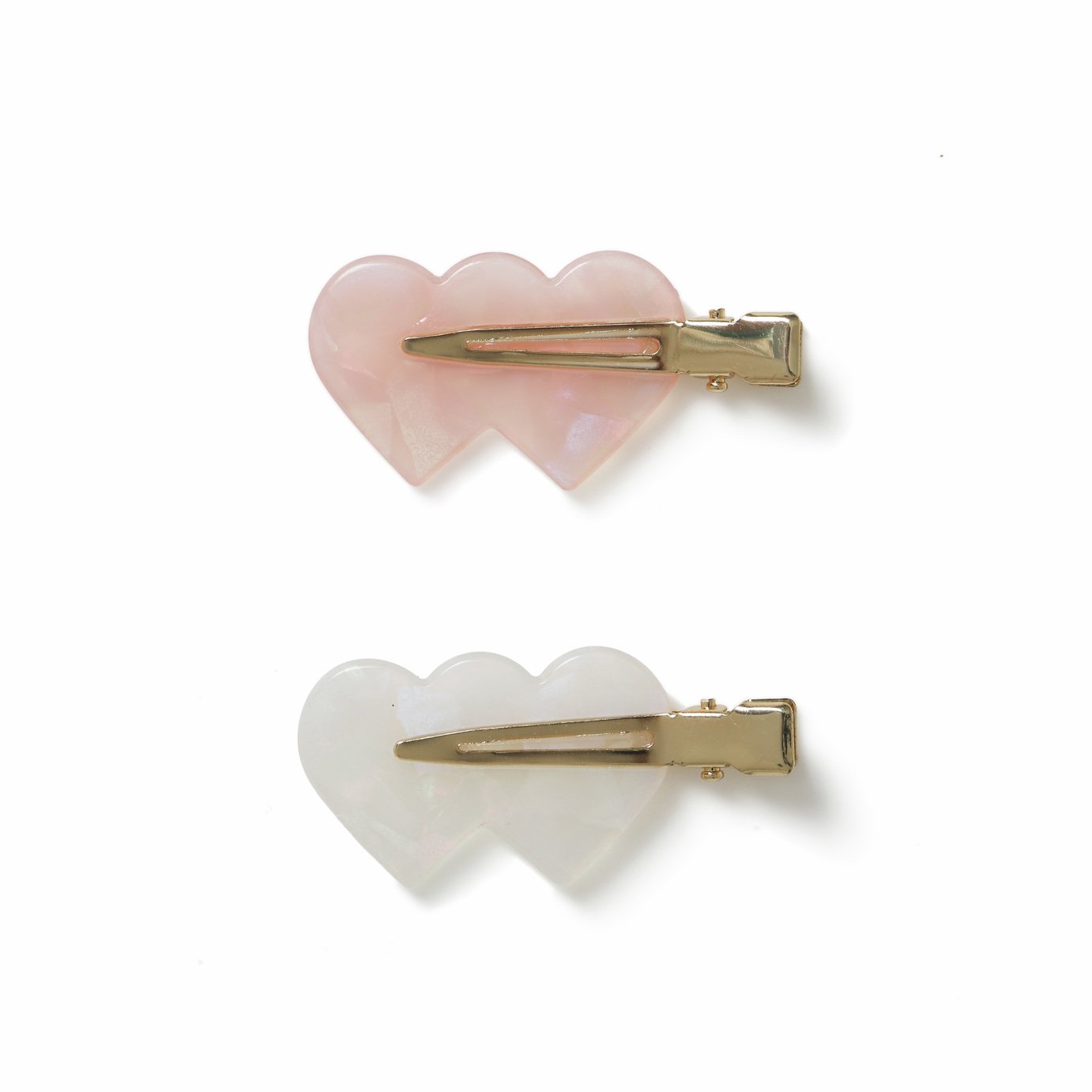 Freedom Resin Double Hearts Hair Clips - Pack of 2