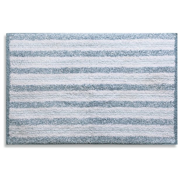 Blue and white shop striped bath mat