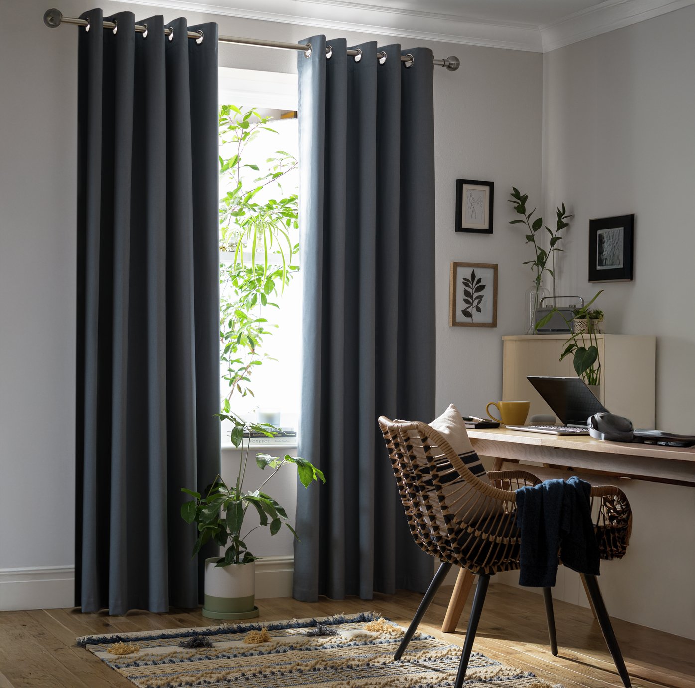 Habitat Plain Blackout Eyelet Curtains