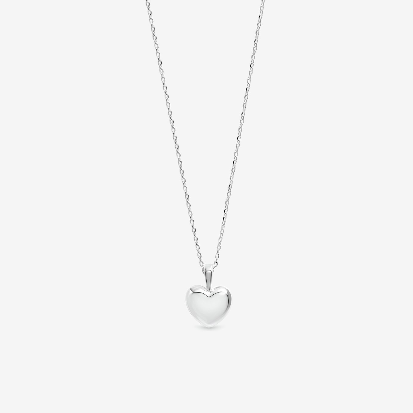 Inicio Silver Polished Puff Heart Pendant Necklace