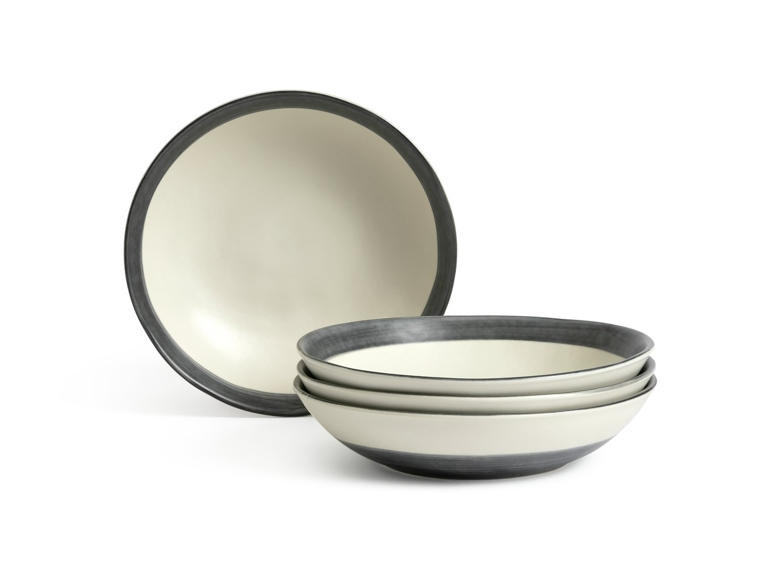 Habitat Stripe 4 Piece Stoneware Pasta Bowl - Blue