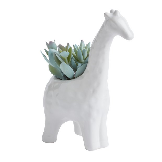 Buy Habitat Ceramic Giraffe Faux Succulent - White | Artificial flowers, plants and trees | Argos