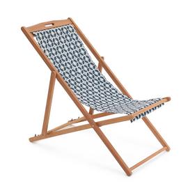 Habitat Wood Deck Chair - Blue & White