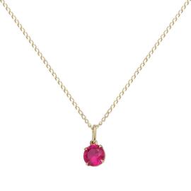Revere 9ct Gold Created Ruby Solitaire Pendant Necklace July