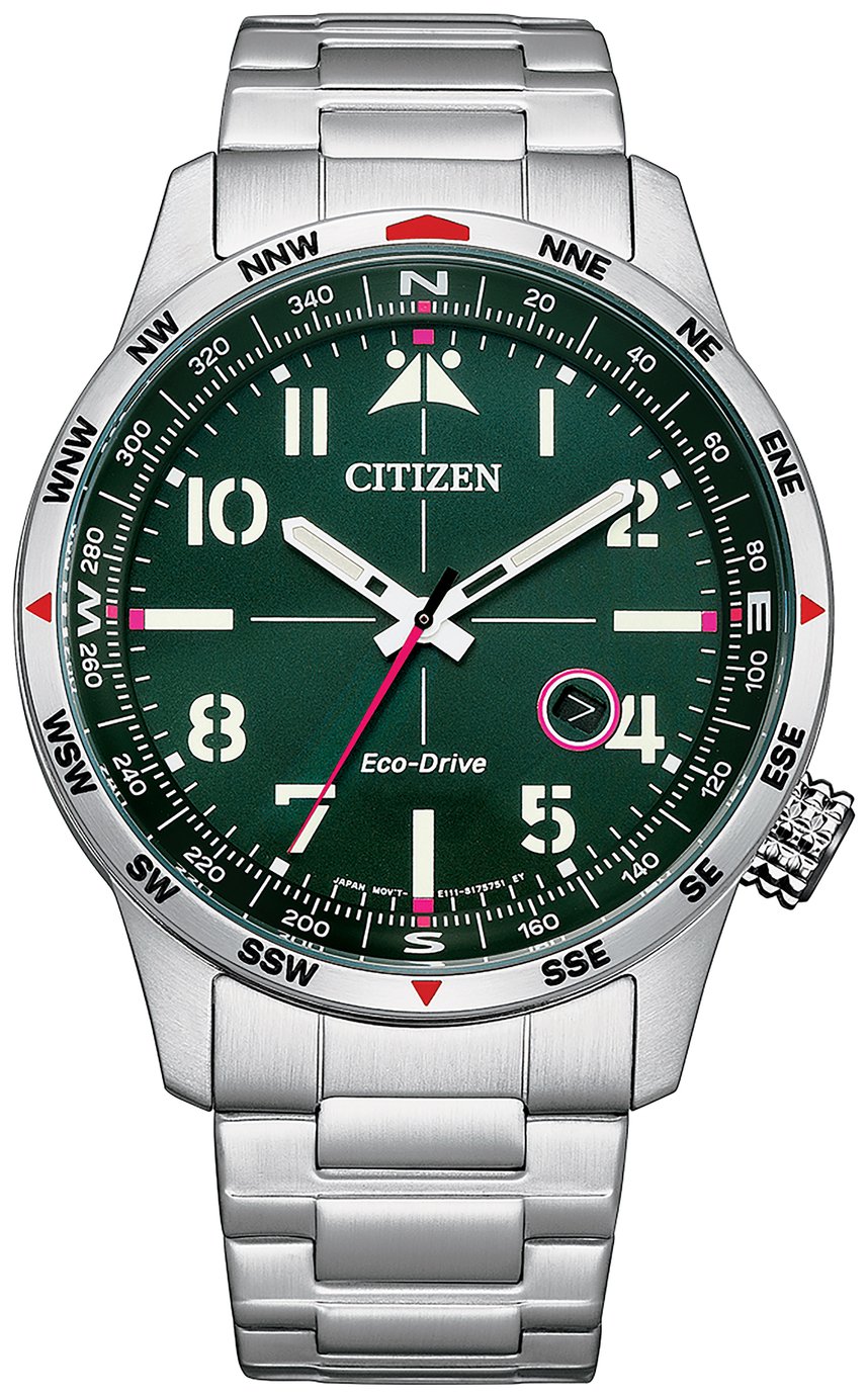 Citizen Silver Stainless Steel Green Dial Bracelet Watch