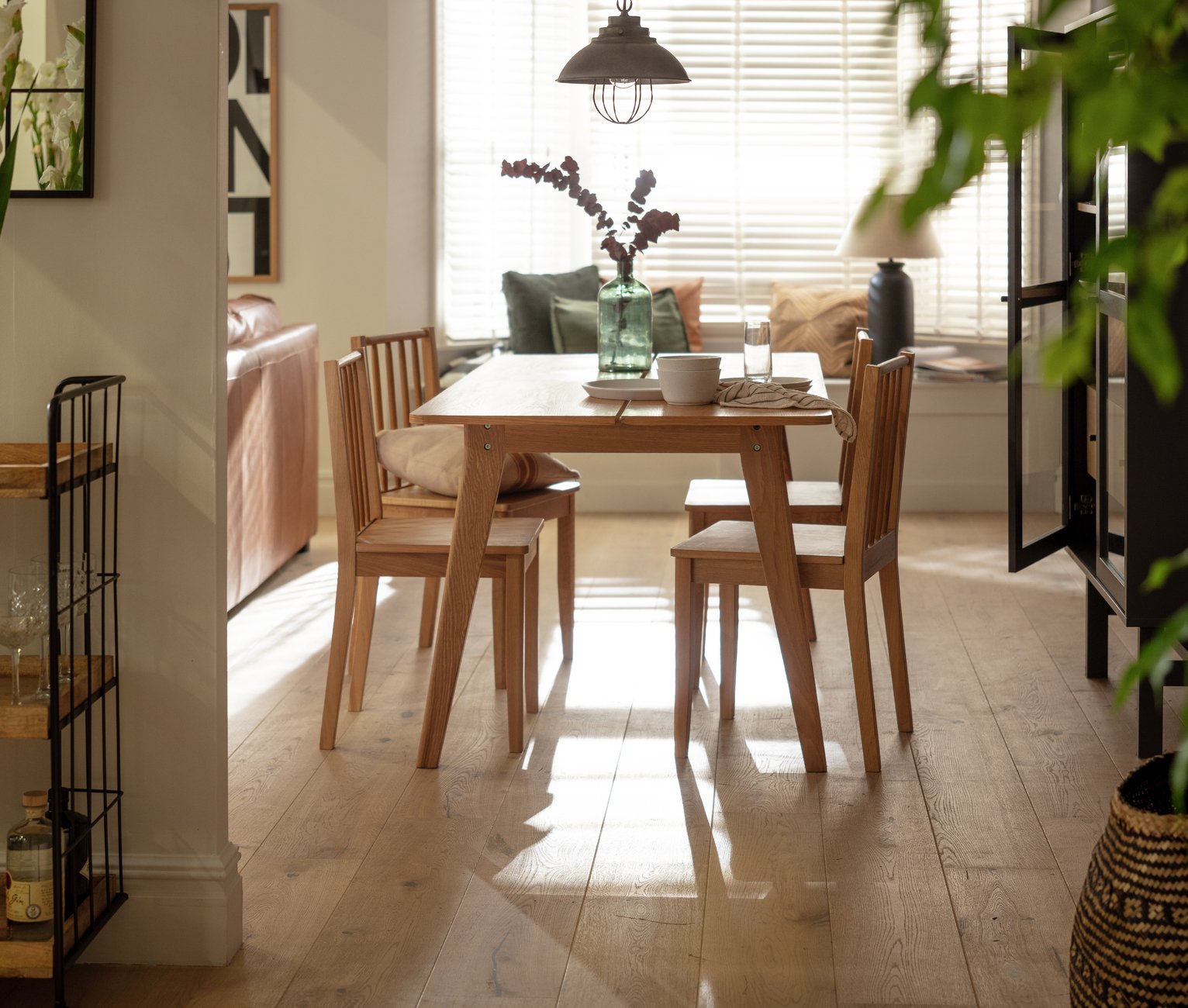 Habitat Nel Oak Dining Table & 4 Oak Chairs