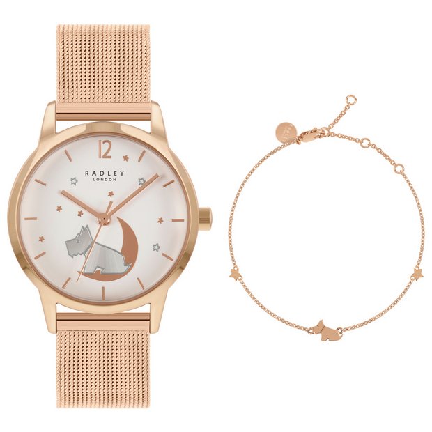 Buy Radley Dog In Moon Rose Gold Mesh Strap Watch Bracelet Set