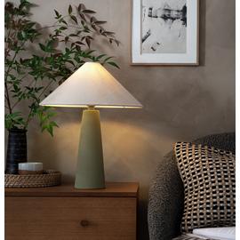 Habitat Conical Ceramic Table Lamp - Olive & Beige