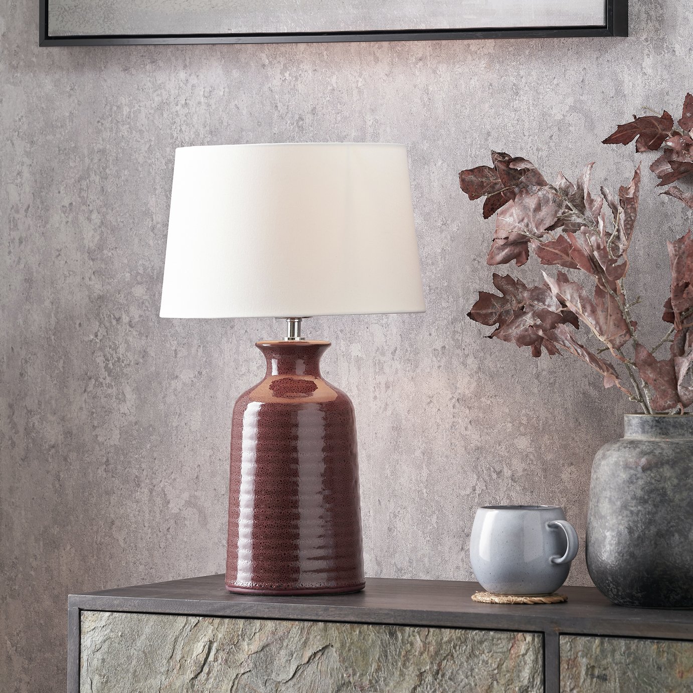 Pacific Helka Ceramic React Glaze Table Lamp - Mulberry