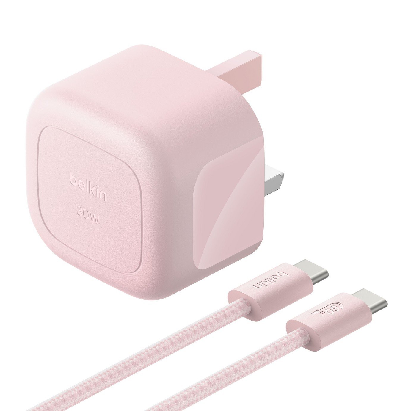 Belkin 30W USB-C PD Charger & 2m USB-C Braided Cable - Blush
