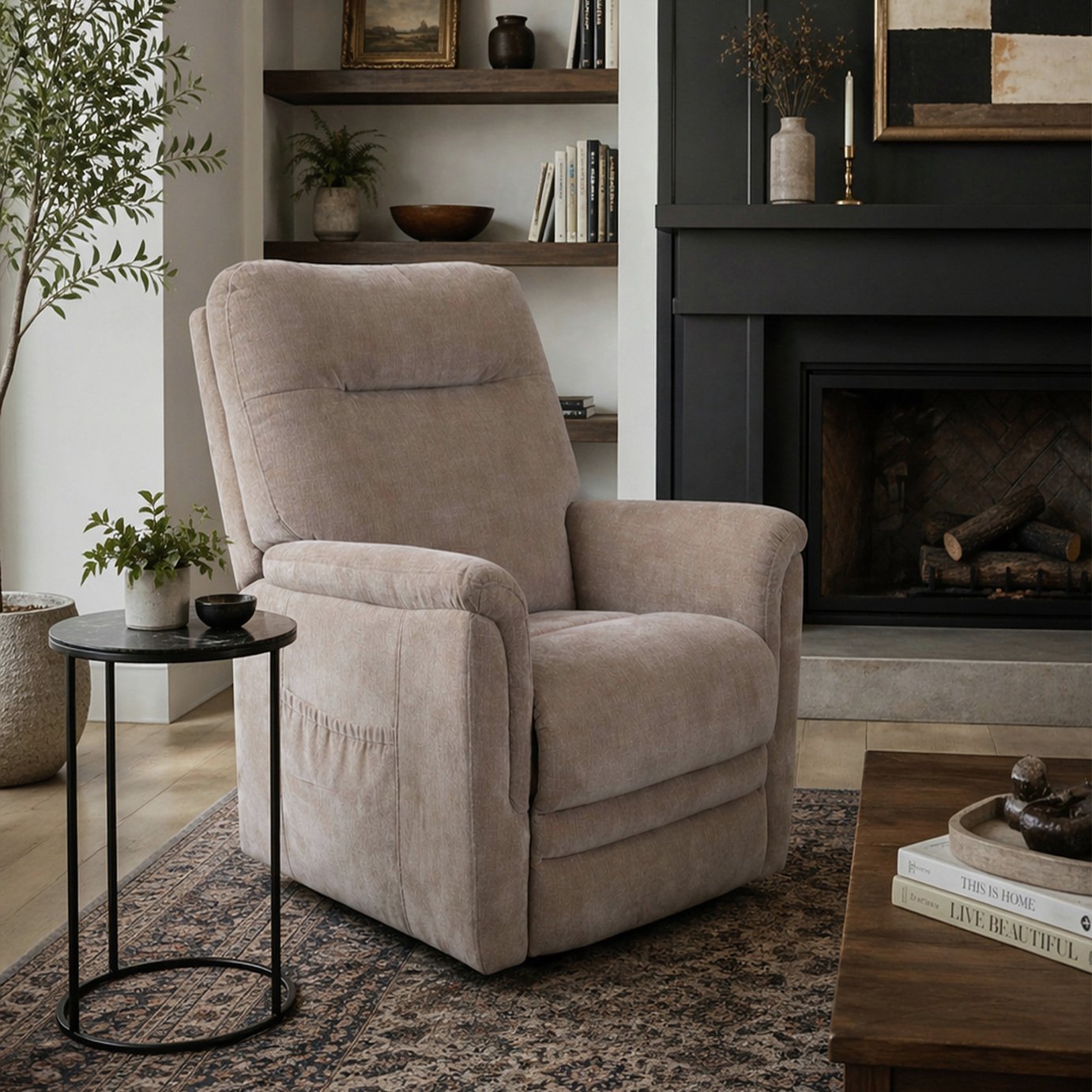 Aspire Dual Motor Fabric Power Rise Recliner Chair - Natural