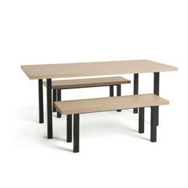 Habitat Zayn Wood Effect Dining Table & 2 Benches - Birch