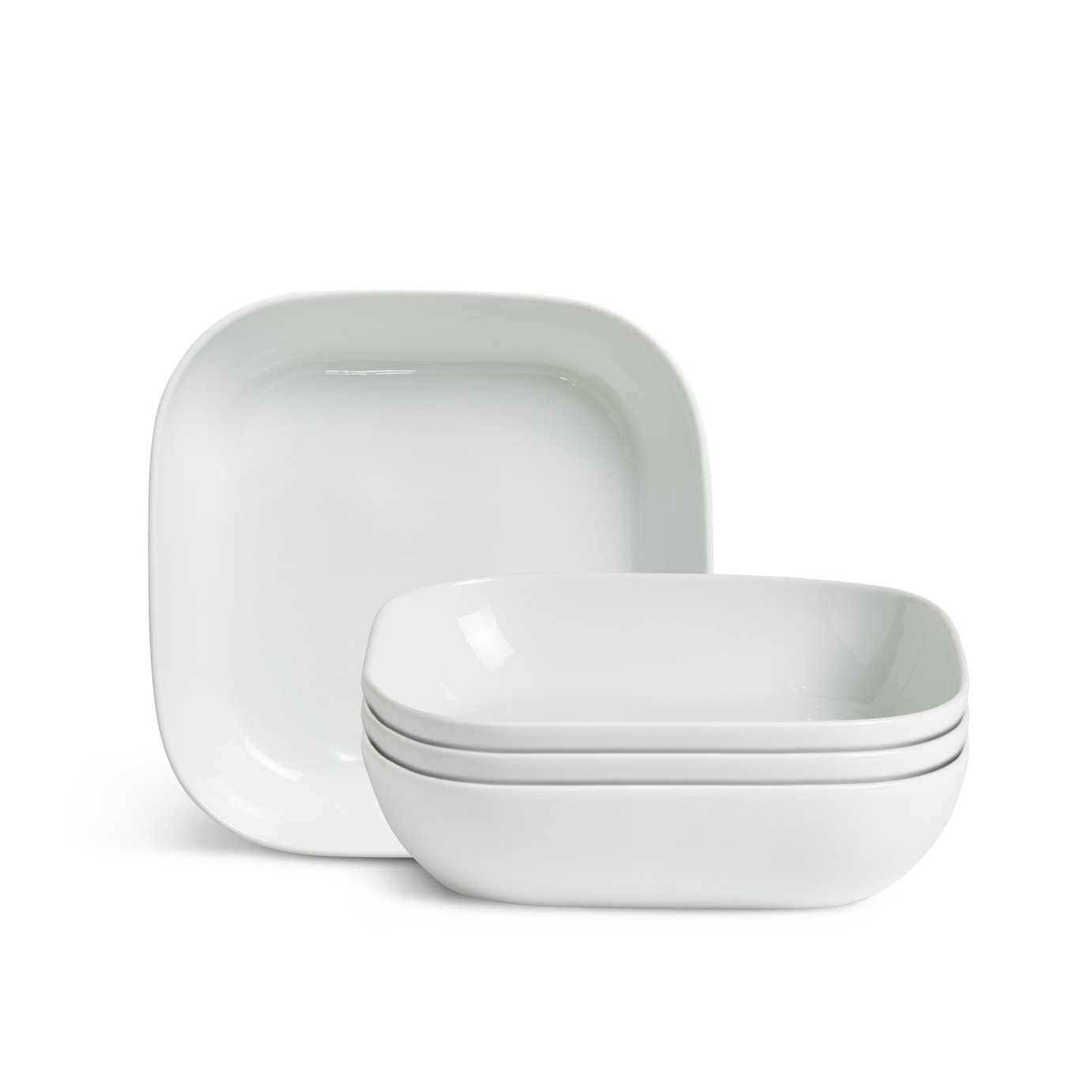Habitat Riko Square 4 piece Pasta Bowls - White