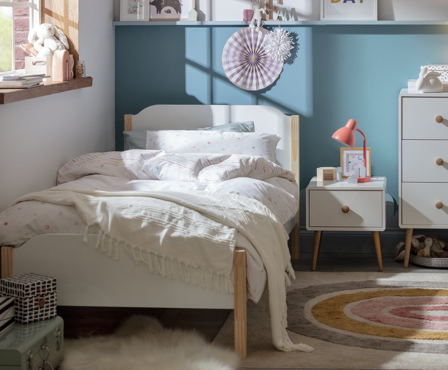 Habitat Nico Single Bed Frame With Mattress - White & Pine