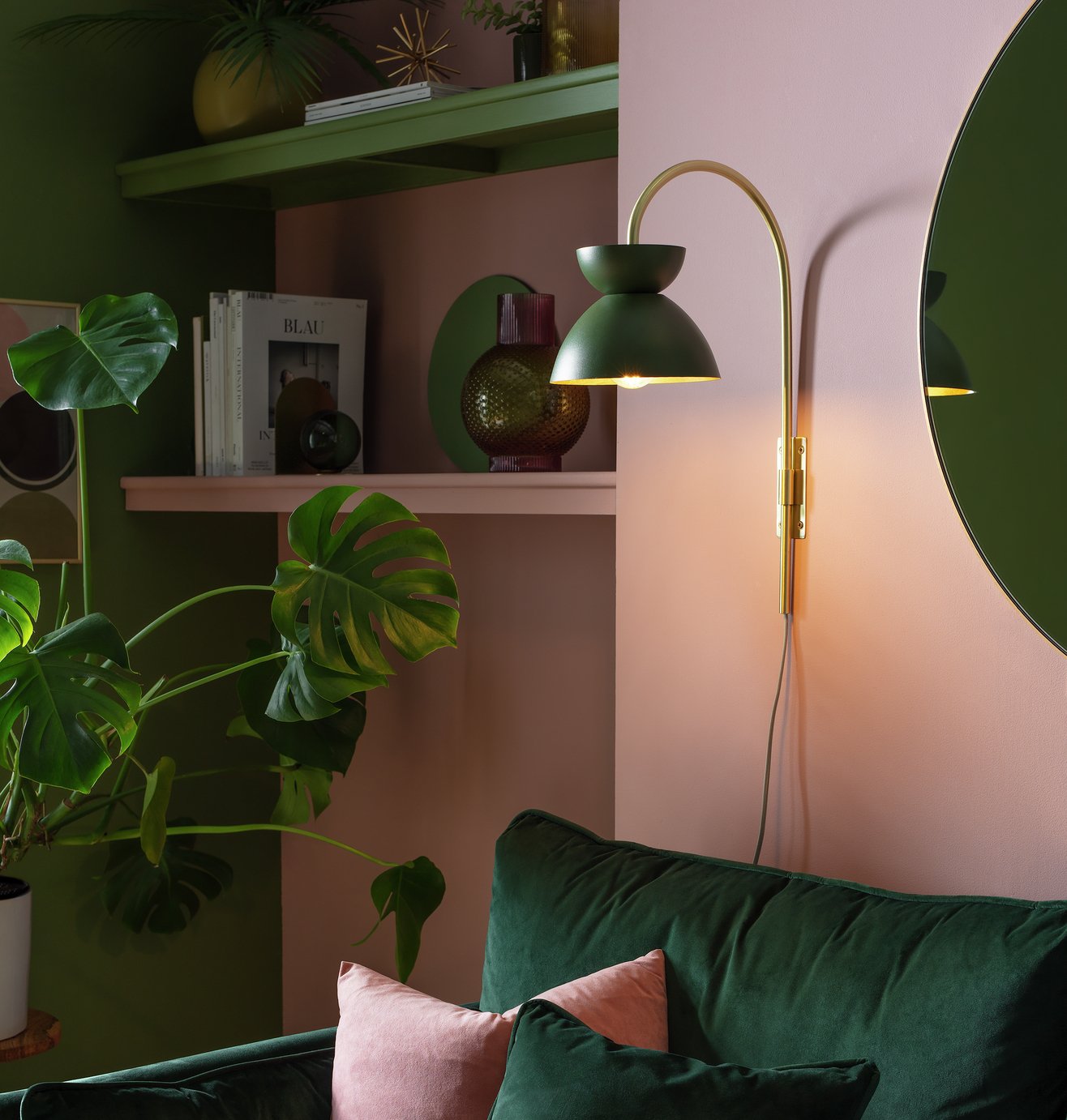 Habitat Dasni Wall Light - Green & Brass