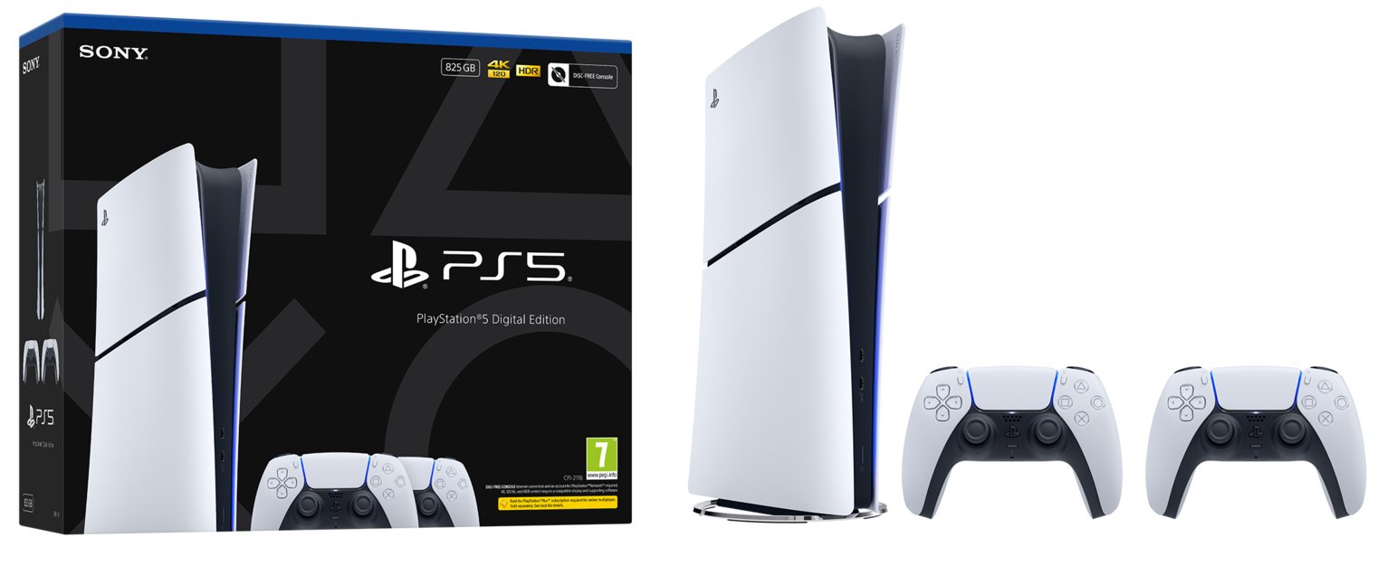 PlayStation 5 Digital Edition 825GB – Two DualSense Wireless Controllers Bundle